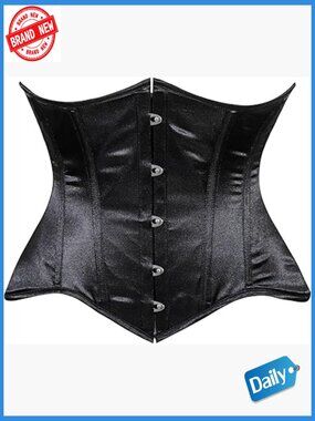 Satin Underbust Corset Waist Cincher Top Plus Size Steel Boned